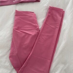 WILO Ribbed High-Waist Leggings in Dusty Rose. Size M
